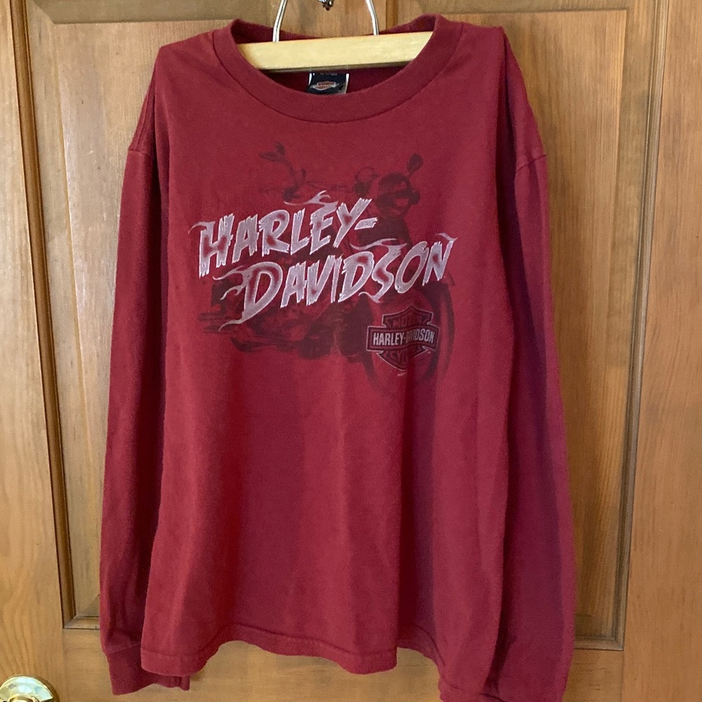Harley-Davidson Kids Maroon Long Sleeve T-shirt Size Medium